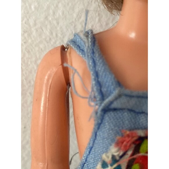 1973 Mattel SUNSHINE FAMILY MOM DAD Dolls Red Floral Dress Blue Overalls Vintage - Picture 13 of 16